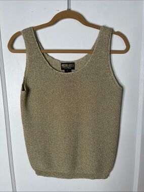 Marshall Rousso Small Gold Metallic Tank Top Resort Las Vegas S Sweater Knit